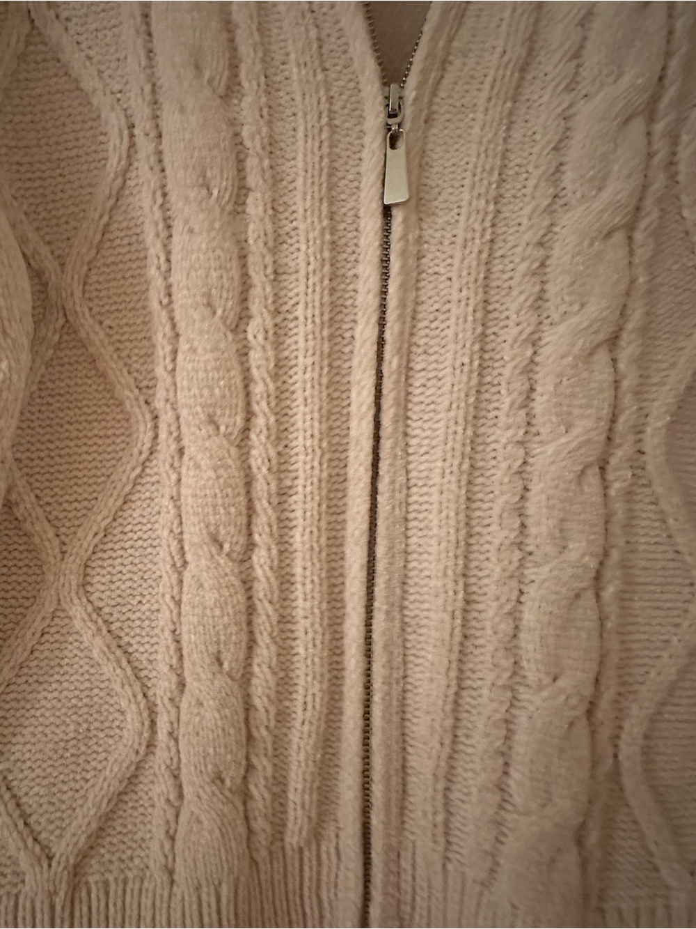Rachel Zoe Cream Cable-Knit Zip Cardigan - Picture 3 of 4